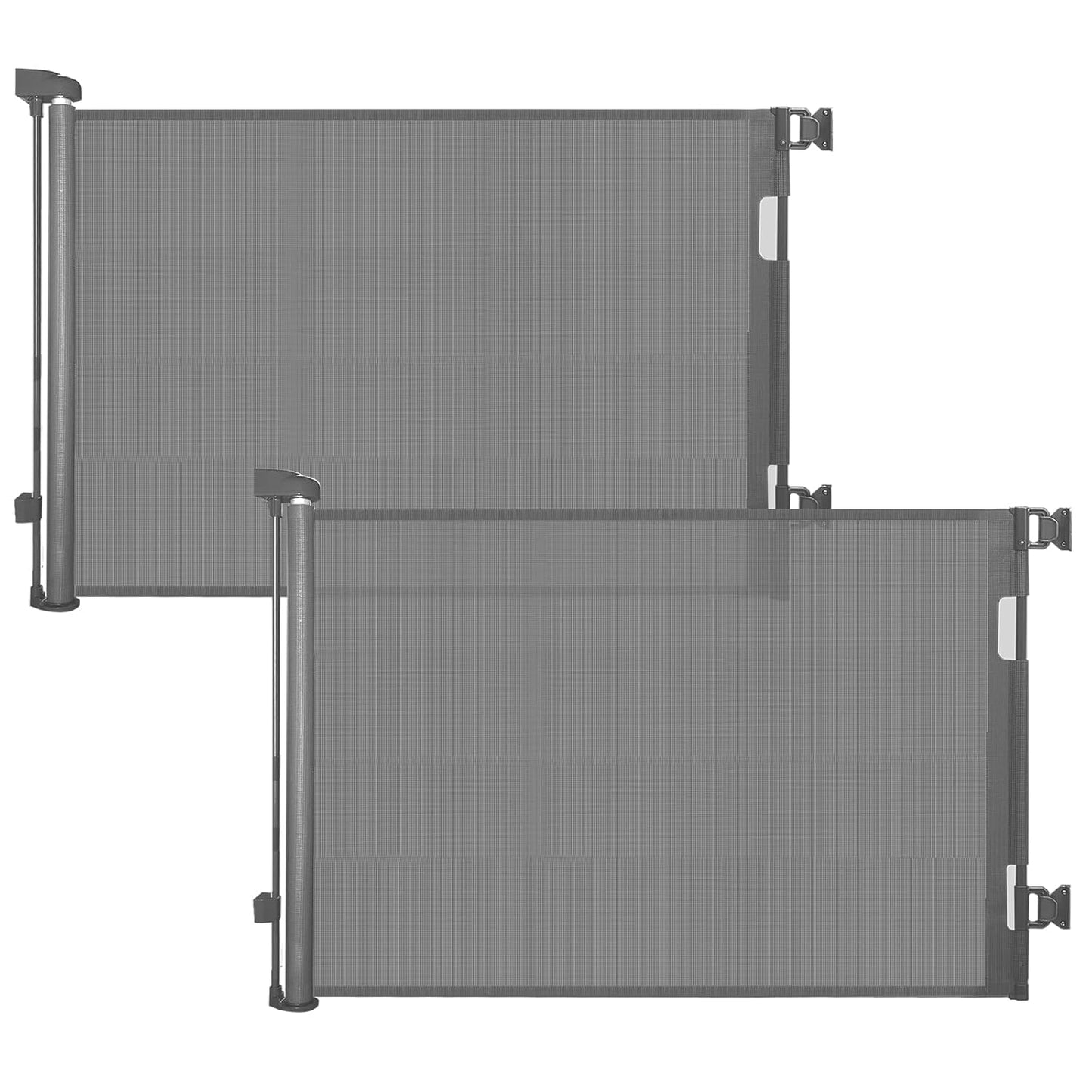 Retractable Baby Gate for Stairs & Doorways, 55" Wide x 33.6" Tall Easy Installation Mesh Dog Gate for Indoor & Outdoor Use,Pet and Dog Safety Gate for Hallways(Grey)