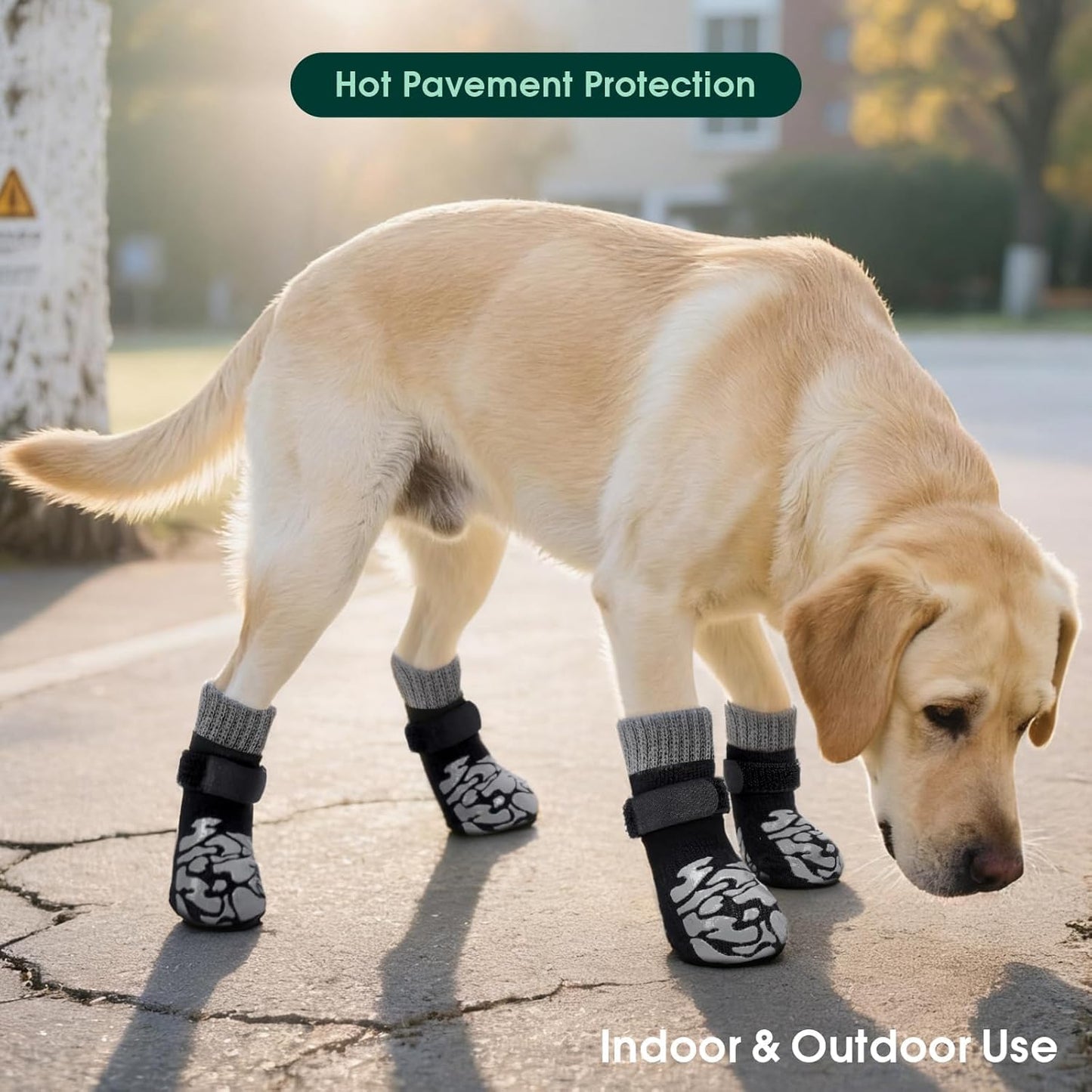 Kuoser Non-Slip Dog Socks, 2 Pairs Socks to Prevent Licking Paws, Paw Protectors for Hot Pavement, Hardwood Floors, Traction Control for Small, Medium, Large Dogs