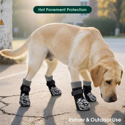 Kuoser Non-Slip Dog Socks, 2 Pairs Socks to Prevent Licking Paws, Paw Protectors for Hot Pavement, Hardwood Floors, Traction Control for Small, Medium, Large Dogs