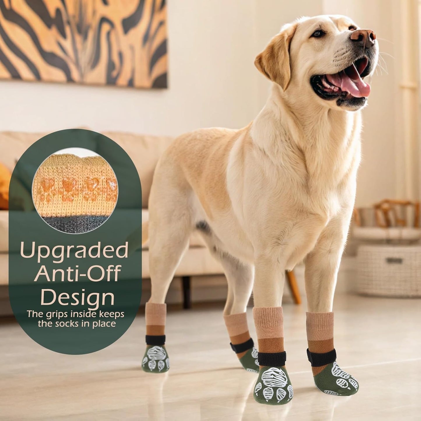 EXPAWLORER Anti Slip Dog Socks to Prevent Licking Paws, Dog Shoes for Hot Pavement Walk, Dog Booties for Hardwood Floors, Dog Boots & Paw Protectors with Grippers for Small Medium Large Senior Dogs M