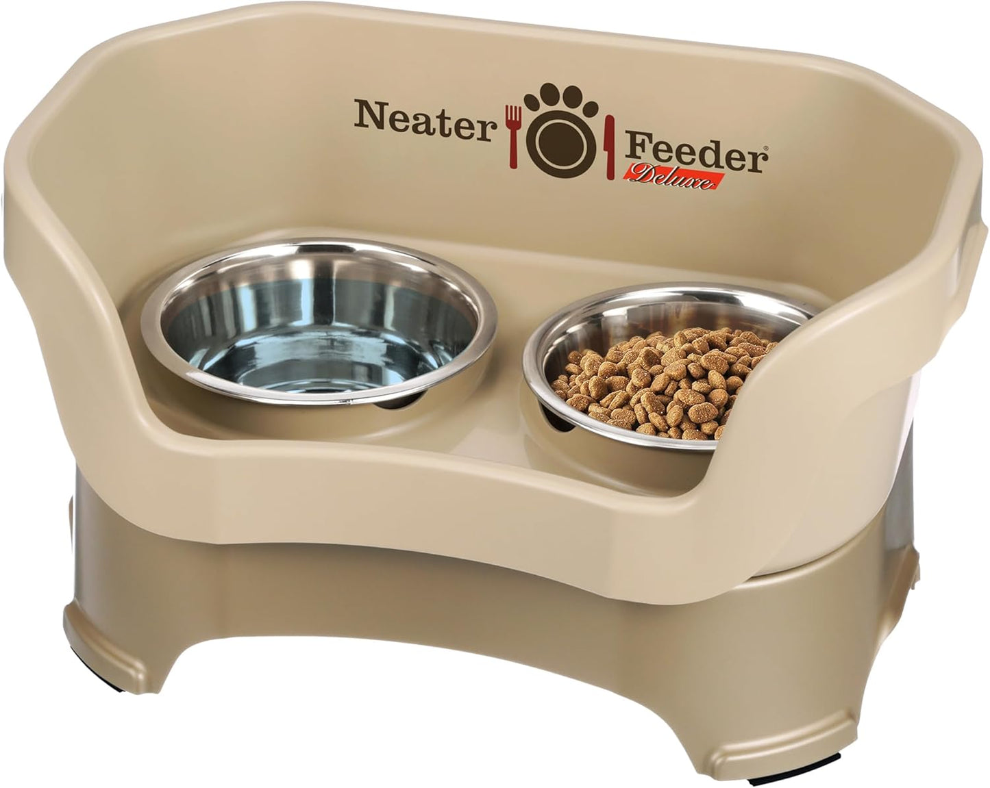 Neater Pet Brands Neater Feeder Deluxe Mess Proof Dog Bowls Elevated for Large Dogs Over 40 lbs, Made in USA, No Spill Raised Dog Food Bowl Stand Feeding Station, Food and Water Bowl Set, Black