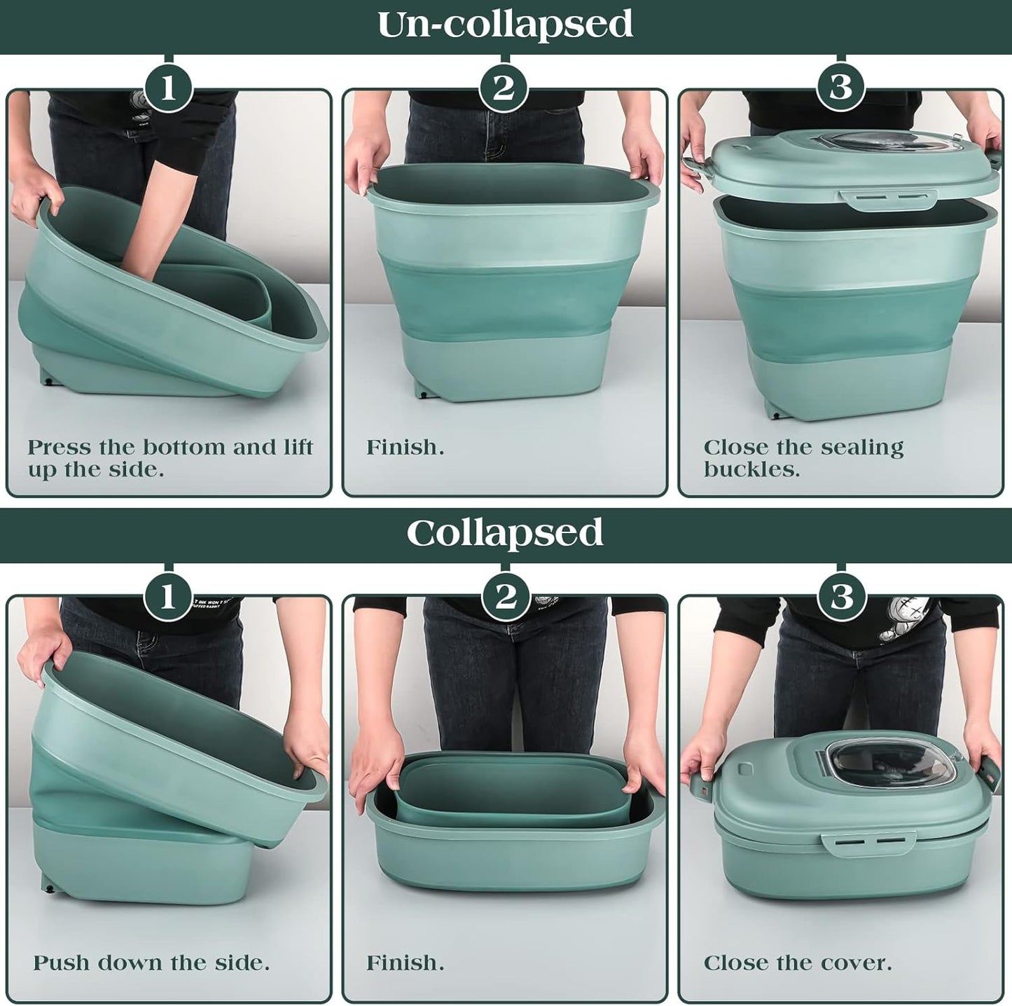 TIOVERY Dog Food Storage Container, Airtight Collapsible 13lb to 30lb Pet Food Container with Flip Top, Rolling Wheel, Scoop and a small container for Dog Cat Food and Dry Food of Rice, Flour