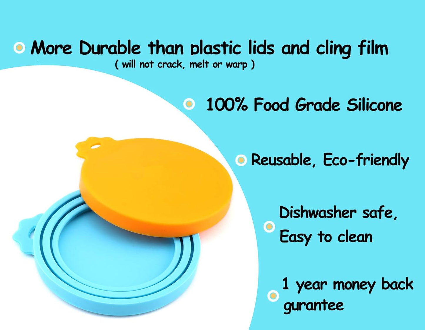Comtim Pet Food Can Cover Silicone Can Lids for Dog and Cat Food(Universal Size,One fit 3 Standard Size Food Cans) (Blue/Purple)