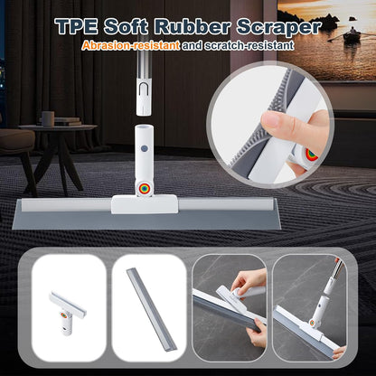 Rubber Squeegee Broom for Floor,62" Long Handle Window Squeegee, Silicone Pet Hair Remover,Magic Squeegee Broom for Indoor Cleaning,Cleans Glass, Hair, fine dust, Liquids, Suitable Smooth Floors, Rugs