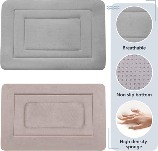 Dog Bed Soft Dog Crate Bed Pad Mat, 42 in Non Slip Bottom Washable Beds for Large Dogs, Pet Bed Mattress Kennel Pad, Dark Gray