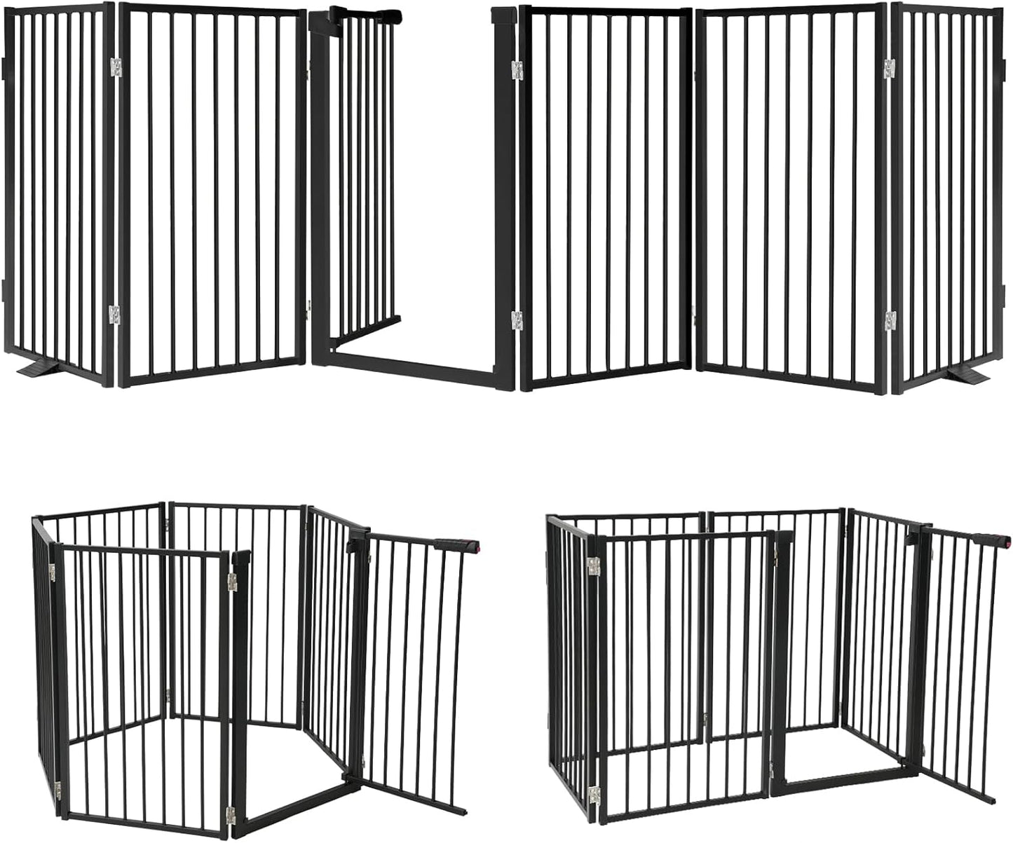 Snagle Paw Full Metal Freestanding Dog Gate,Indoor Dog Gate with Floor Protect Support Feet, 40x24 Inches Foldable Dogs Barrier for Stairs, Hallways and Doorways (24'' H 2 Panel, White