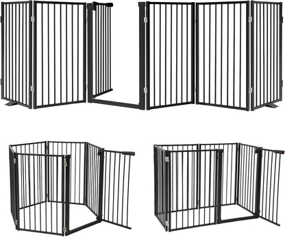 Snagle Paw Full Metal Freestanding Dog Gate,Indoor Dog Gate with Floor Protect Support Feet, 40x24 Inches Foldable Dogs Barrier for Stairs, Hallways and Doorways (24'' H 2 Panel, White