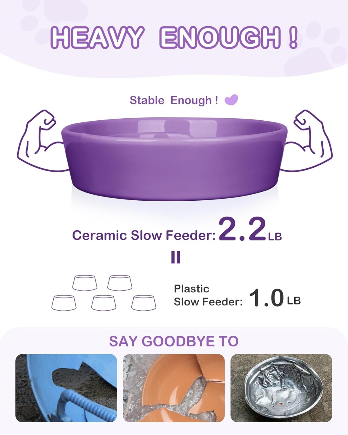 TRUVIC Ceramic Slow Feeder Dog Bowls Small Breed, 0.6 Cup Slow Feeder Cat Bowls for Fast Eaters, Ceramic Dog Food Dish no Black Chin, Puzzle Bowl for Small Dogs and Cats, White
