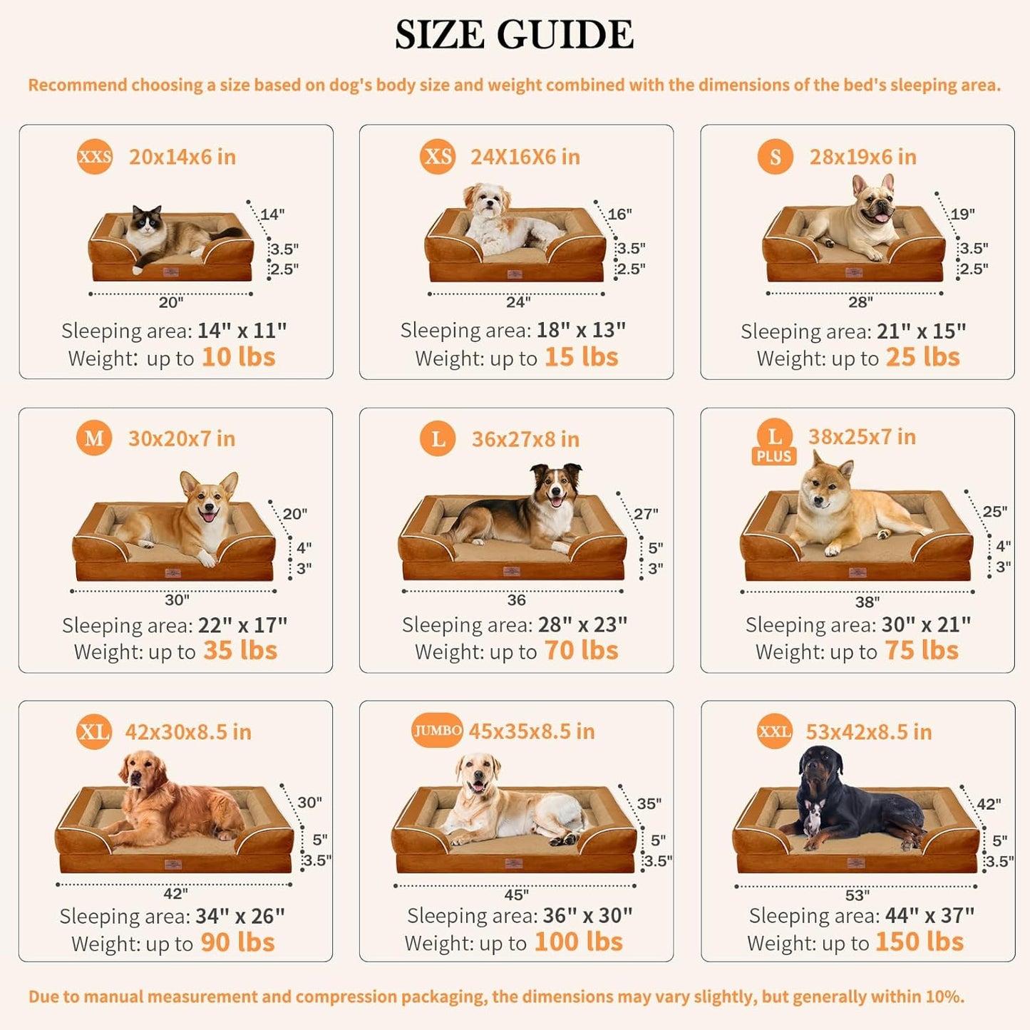 Comfort Expression Orthopedic Dog Bed for Extra Large Dogs 42x30 Inch, Waterproof Egg Crate Foam XL Pet Bed with Removable Bolsters, Dog Couch with Washable Cover & Non-Slip Bottom, Grey - Colors A