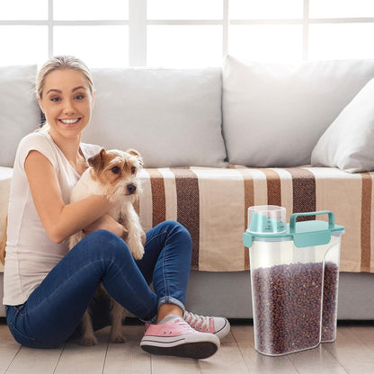 LEAWALK 5-7Lbs Dog Cat Food Storage Container with Upgraded Large Nozzle BPA-free, 4 Snap Seals Plastic Pet Food Storage Containers with Handles are Easy to Clean and Carry