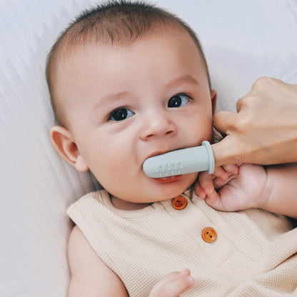 Moonkie Baby Finger Toothbrush Tongue Oral Cleaner Kit for 3 Months +, 3 Pcs (Clay/Ivory/Clay)