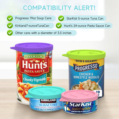 4PCS 3-inch Silicone Can Lids for Goya | Van Camp's | Chef Boyardee | Bush's Best | Farmer's Market Can, Tight Seal Cover for Canned Good, Can Toppers, Reusable Food Saver Lid (Can NOT Included)