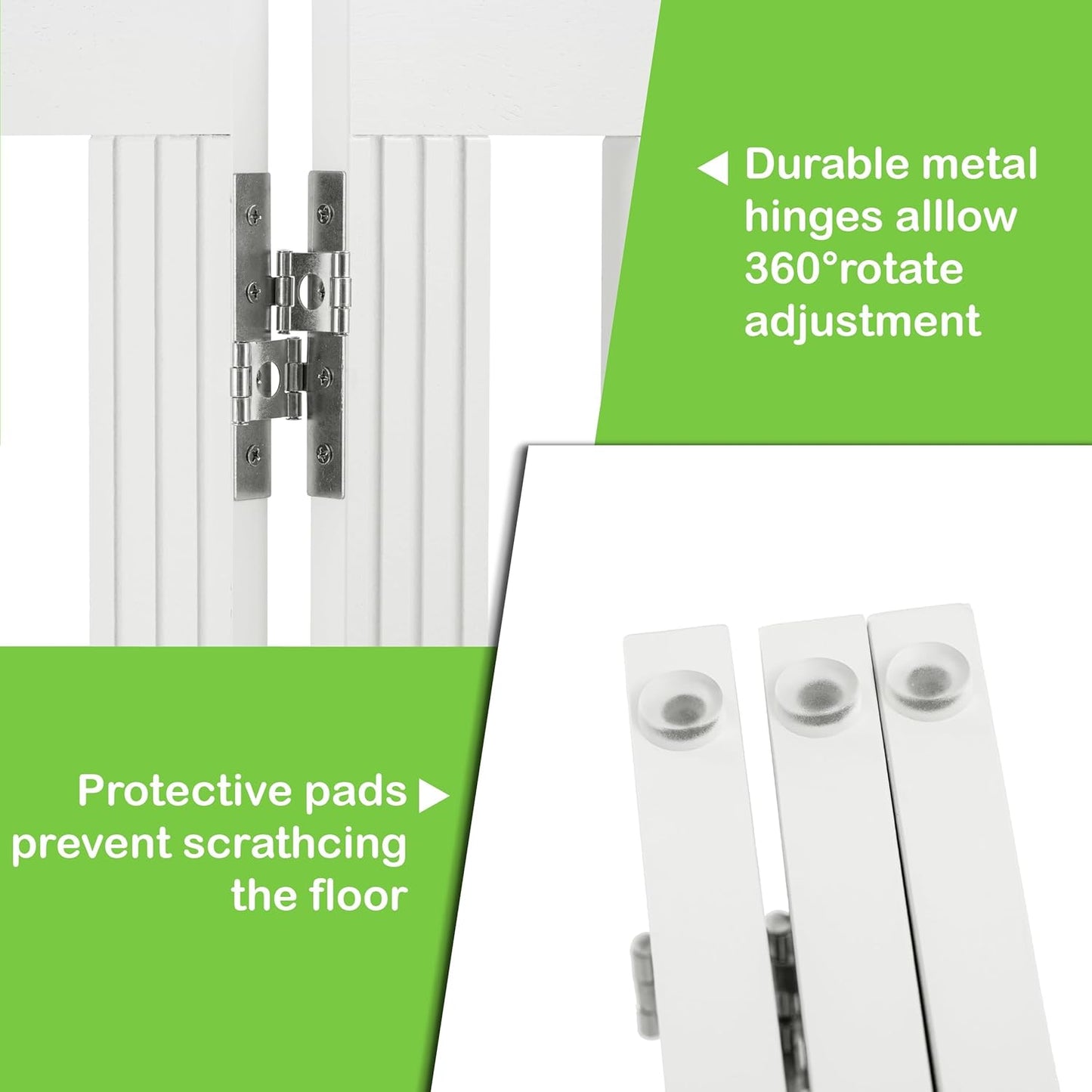 SPIRICH 96" Extra Wide 28" Tall Wooden Freestanding Foldable Dog Gate, Pet Gate Indoor, 4 Panels, White
