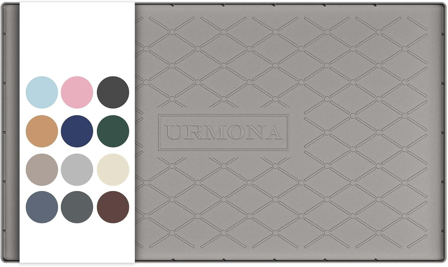 URMONA Under Sink Mat for Kitchen Waterproof, 34" x 22" Silicone Under Sink Mat for Shelf Liner Organizer, Cabinet Sink Protector Under Sink Liner for Bottom Kitchen, Bathroom(Light Grey)