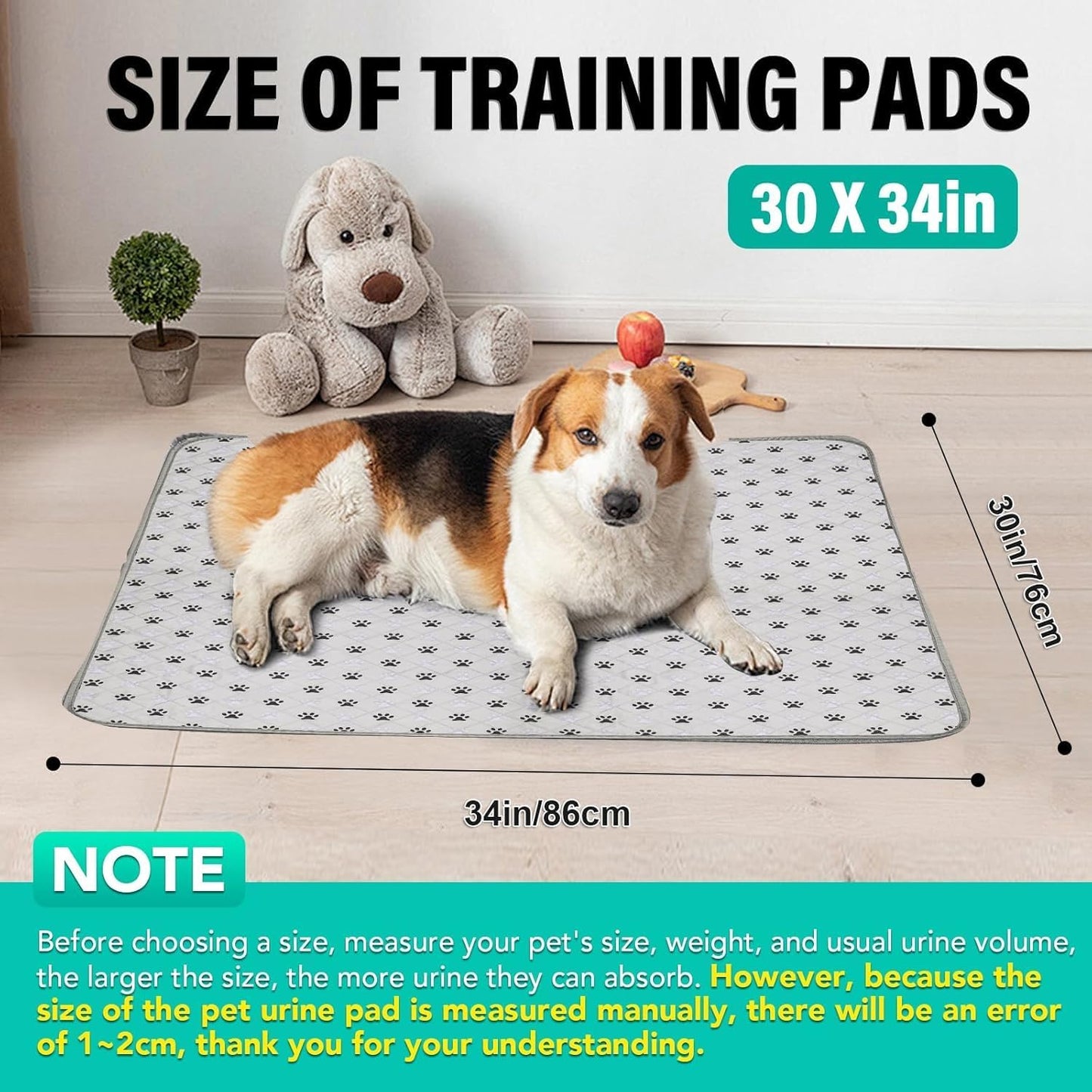 FURWEY 2 Pack Extra Large 72"X72" Washable Pee Pads for Dogs Super Absorbent Dog Training Pads Non-Slip Waterproof Pet Training Pads Mats Whelping Pads for Dogs Cats Puppy
