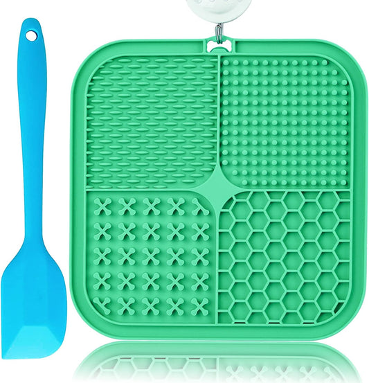 Lick Mat for Dogs, Dog Lick Mat with Suction Cups for Anxiety, Peanut Butter Dog Licking Mat Slow Feeder Dispensing Treater Lick Pad for Dogs Cats Grooming Bathing and Training (Grey)
