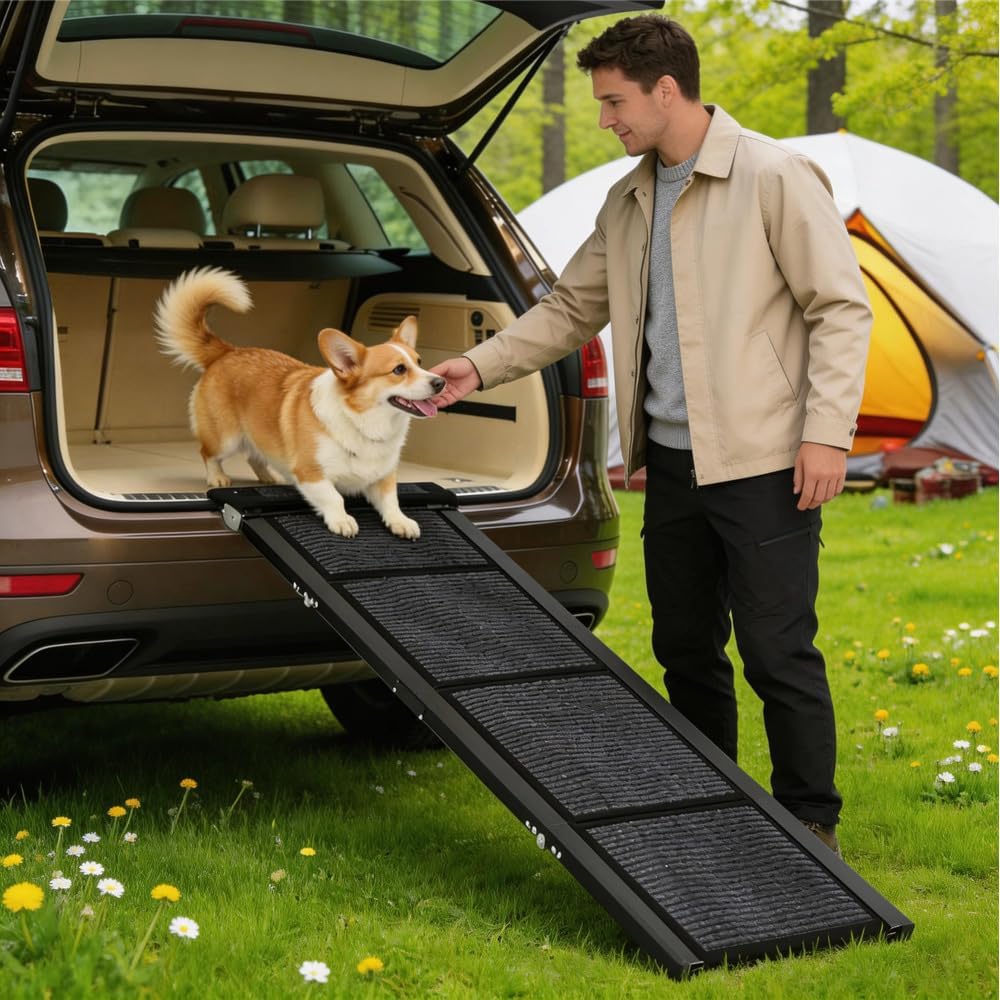 Garvee 20" Extra Wide Folding Dog Ramp for Car, 71" Long Heavy Duty Non-Slip Portable Pet Ramp, Large Dogs Up to 250 lbs, Outdoor & Indoor Use