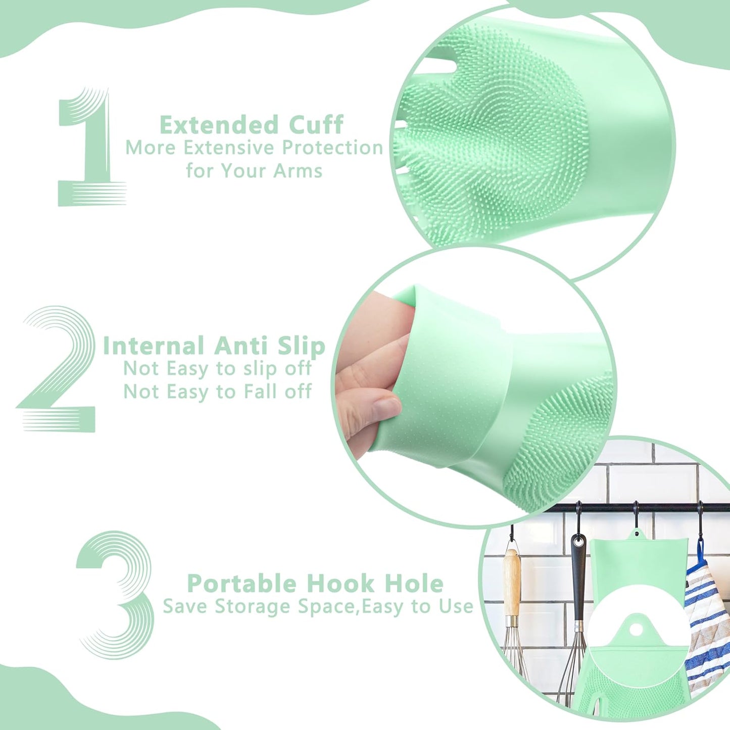 Pet Grooming Gloves—Heat Resistant Dog Washing Gloves with High-Density Teeth, Dog Bath Scrubber with Enhanced Five Finger Design, Silicone Gloves for Dogs and Cats Bathing, Massage (Blue)