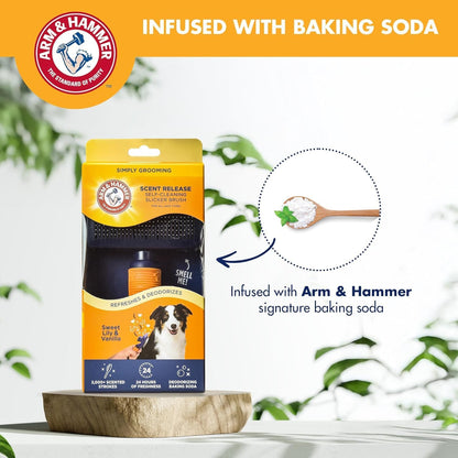 Arm & Hammer Deodorizing Dog Grooming Comb, Fragrance Transfer Technology with Baking Soda, Fine & Standard Teeth for Detangling & Flea Removal, Dematting Tool for Dogs, Sweet Apple & Rose Scent