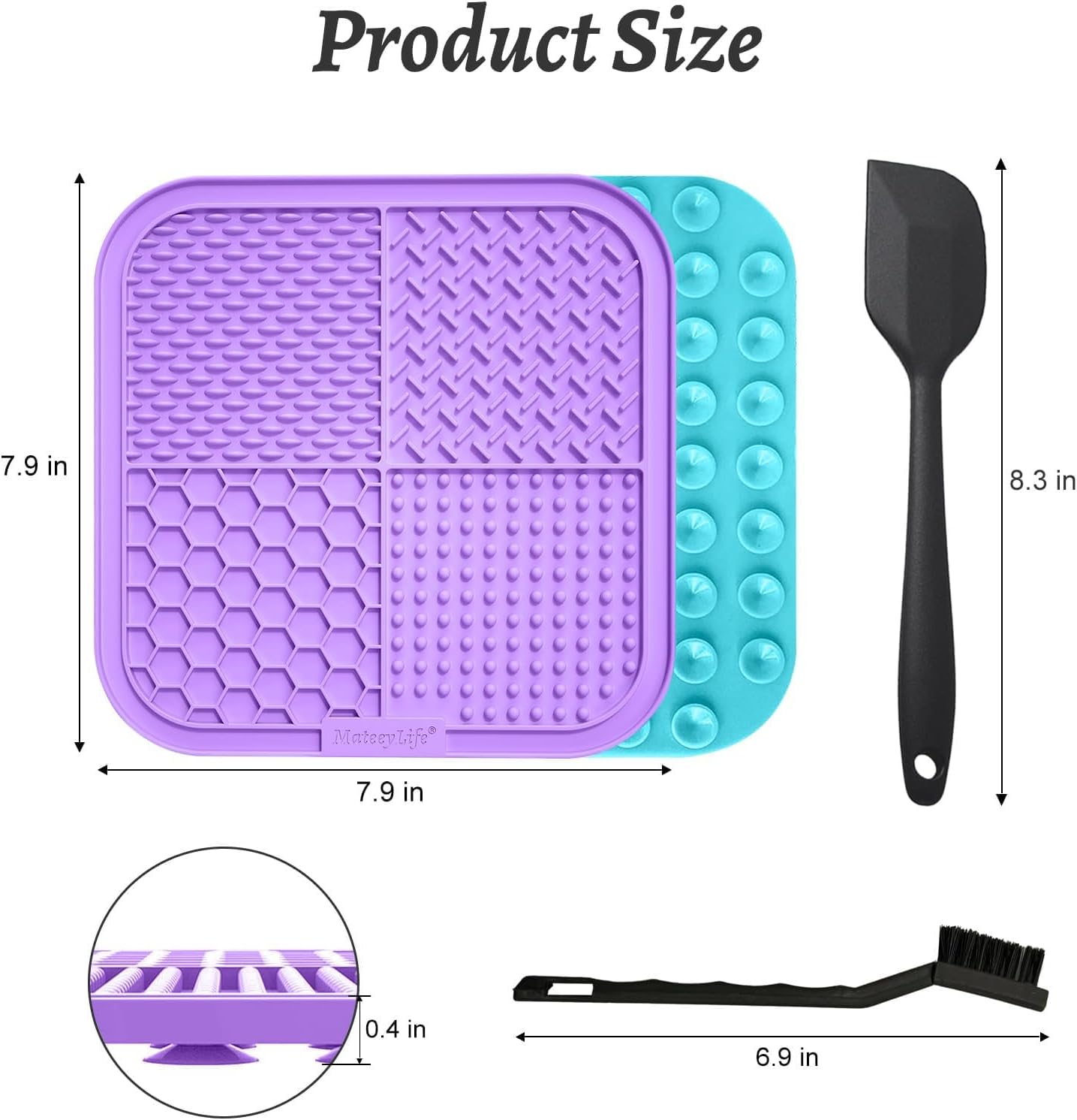 MateeyLife 2PCS Small Lick Mat for Dogs and Cats, Licking Mats for Dog Anxiety Relief, Cat Peanut Butter Lick Pad for Boredom Reducer, Dog Treat Mat Perfect for Bathing Grooming Blue&Green