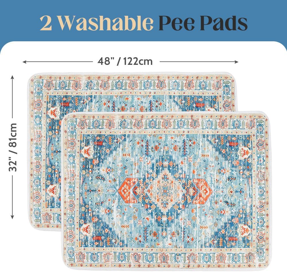 Washable Pee Pads for Dogs, 2 Pack Reusable Puppy Training Pads 40"x26" Super Absorbent Waterproof Dog Training Pads, Non-Slip Potty Pads, Whelping Pads Litter Mat