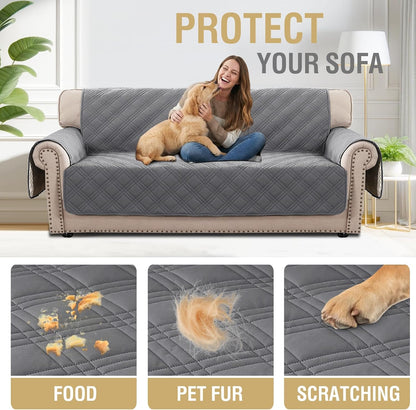 H.VERSAILTEX 100% Waterproof Slipcovers for Couches and Sofas Modern Pet Couch Cover Thick Soft Furniture Protector with Elastic Straps(Sofa, Lily Pad/Beige)