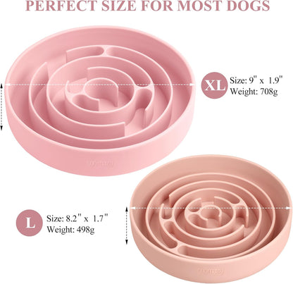 Coomazy Extra Large Slow Feeder Bowl, Silicone Dog Bowl with Suction Cups, Slow Feeder & Non-Slip Design, Boredom and Anxiety Reducer, Suitable for Large Dogs, Avocado Green, 5 Cup