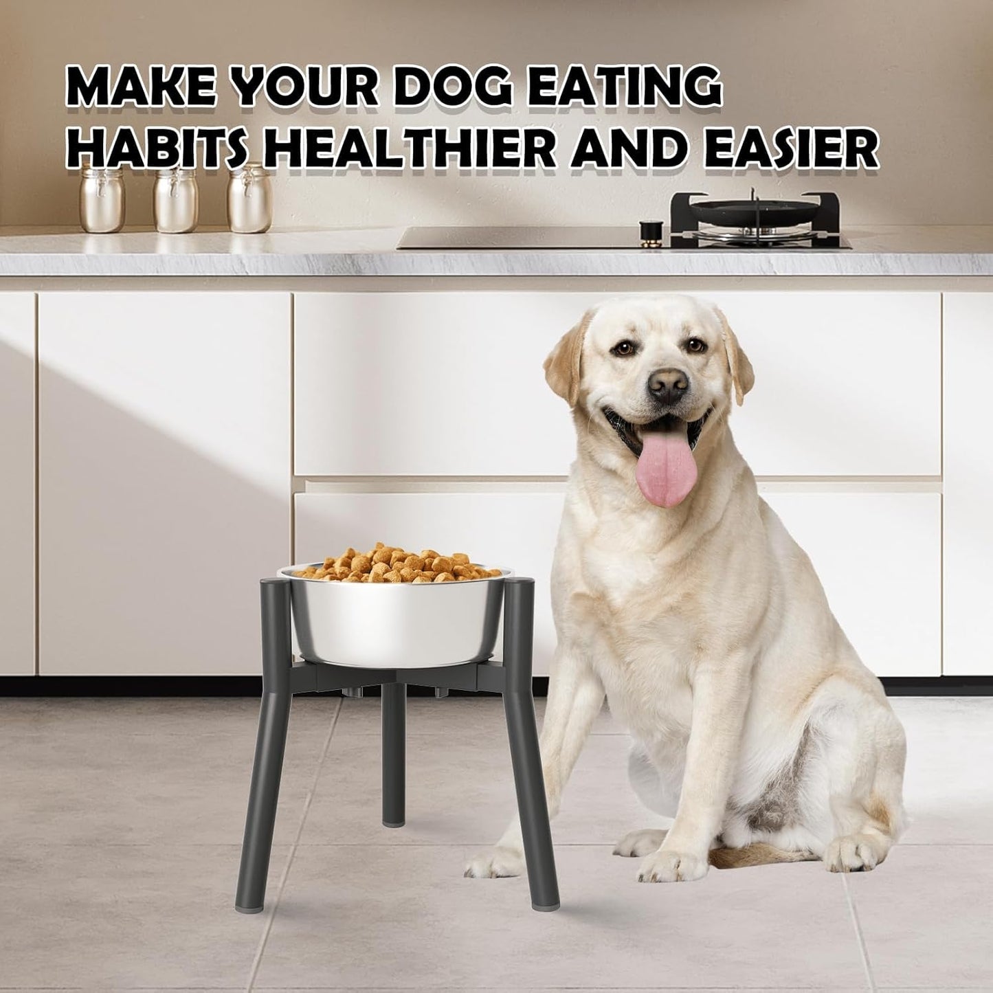 SHAINFUN Raised Dog Bowl Stand for Large Dogs 11" Height Adjustable Width 7-10.6" Single Tall Elevated Dog Bowls Stand, Food & Water Feeder Holder for Large Breeds (Bowl Not Included)