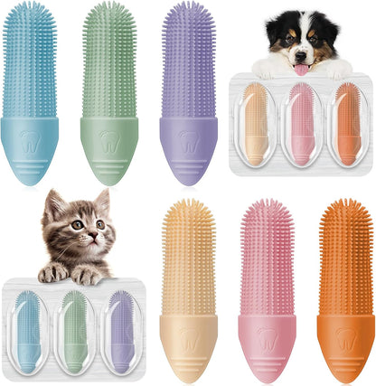 Dog Toothbrush, 6 Pack for Cats and Dogs, 360 Cleaning Finger Toothbrush Small Breed with Individual Package, Soft and Durable