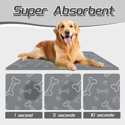 Le courant Dog Cat Feeding Mat,Water Absorbent, Non Slip Placemat for Pets Bowl and Water,100% Waterproof Feeding Mats for Multiple Breeds.Grey.Bone Printing