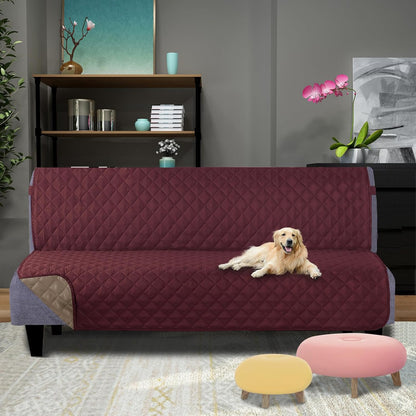 U-NICE HOME Reversible Sofa Cover Washable Couch Cover for Dogs Friendly with Elastic Straps Water Repellent Furniture Protector for 3 Cushion Couch (Sofa, Coffee/Beige) - Colors B