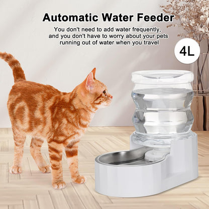 RIZZARI 8L Elevated Pet Water Dispenser – Stainless Steel Gravity Waterer with Auto-Refill Design for Medium and Large Dogs & Senior Pets -Comfortable Drinking Height for Living Rooms,Multi-Pet Homes