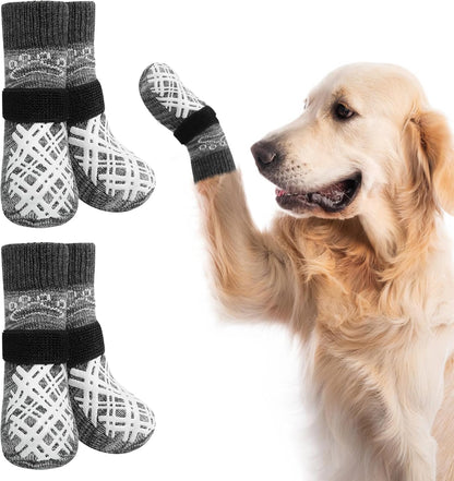 BEAUTYZOO Dog Socks to Prevent Licking Paws -Dog Shoes for Hot Pavement & Hardwood Floors Anti Slip, Traction Control Boots & Paw Protectors with Double Side Grips for Small Medium Large Senior Dogs