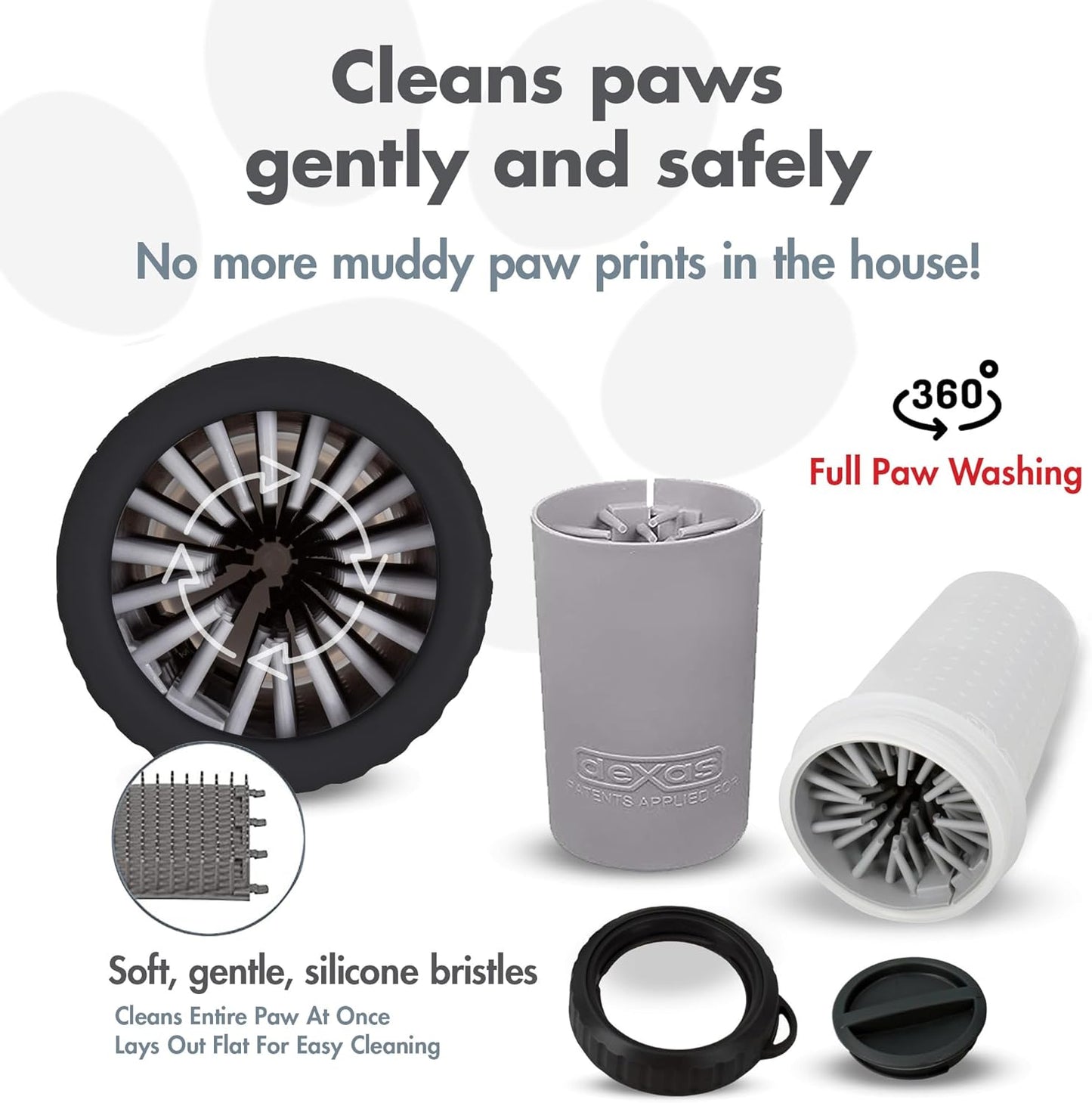 Dexas MudBuster Medium Dog Paw Cleaner in Fuchsia - Fits 1.5"-2.5" Wide Paws, Portable Paw Washer for Muddy Paws, Dog Paw Cleaning Cup with Gentle Silicone Bristles, Quick Clean Pet Paw Washer