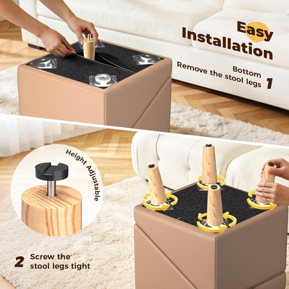 Dog Ramps for Small Dogs, Removable Non-Slip Mat, Foldable Wooden Dog Ramp, Split Ottoman Design for Small Frenchie, Pomeranian, Dachshund, Schnauzer, Chihuahua and so on （Light Brown）