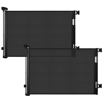 Retractable Baby Gate for Stairs & Doorways, 55" Wide x 33.6" Tall Easy Installation Mesh Dog Gate for Indoor & Outdoor Use,Pet and Dog Safety Gate for Hallways(Grey)