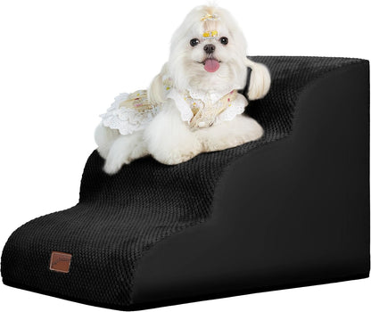 GoGoBunny Ramp Dog Stairs for Couch Sofa and Chair 15.7" H, 3-Step Pet Steps for Small Dogs and Cats, Non-Slip Waterproof Fabric Cover, Stable and Balanced Indoor Step, Pets Friendly, Grey