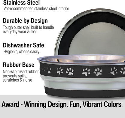 Loving Pets Corsa Dog Bowls- Stainless Steel Dog & Cat Bowls - Spill Proof Dog Food Bowl, Cat Bowl, Puppy Essentials & Pet Supplies Great for Home & Travel (Small 10-20 lbs, Rapid Blue)