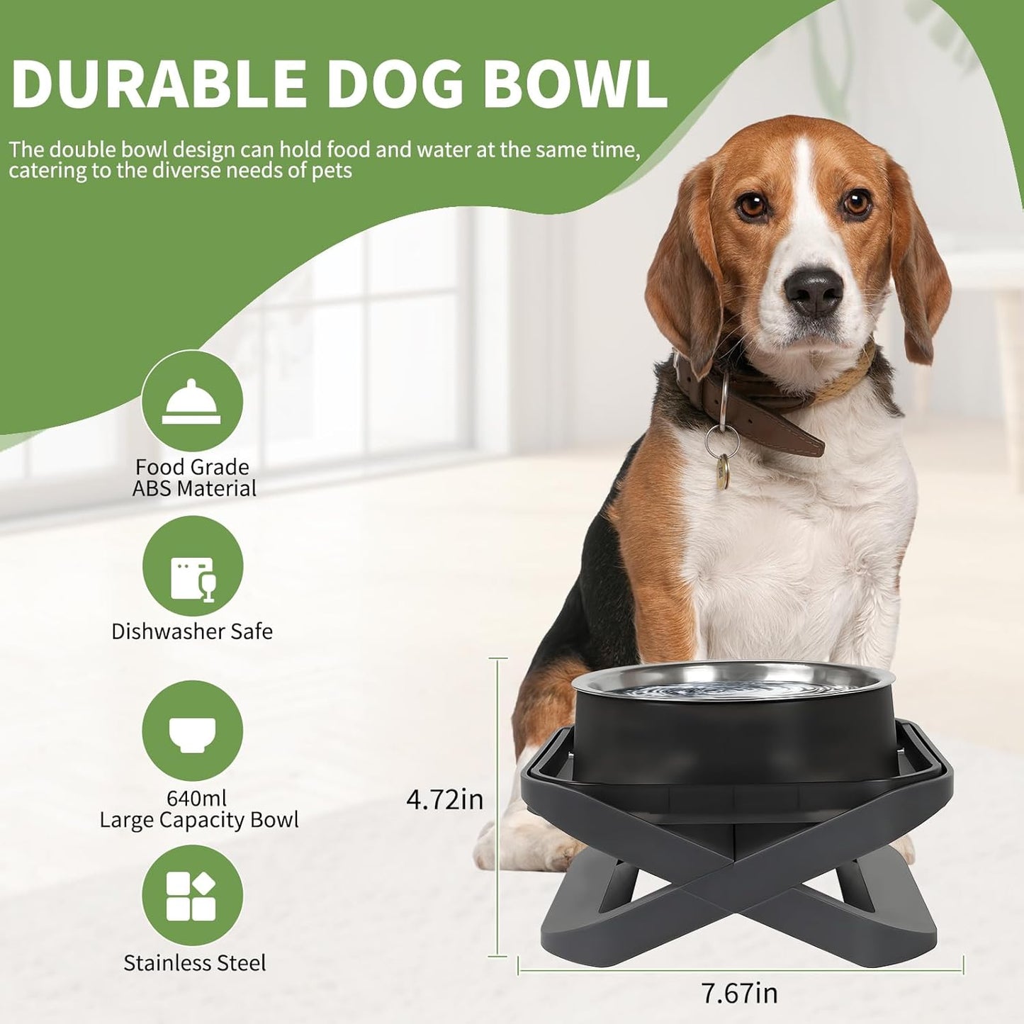 Elevated Dog Bowls, Stainless Steel Raised Dog Bowl with No Spill Dogs Food & Water Bowl for Small Medium Breed, Neater Dogs Feeding Station Non-Slip Water Bowls Set of 2 with Stand for Pet