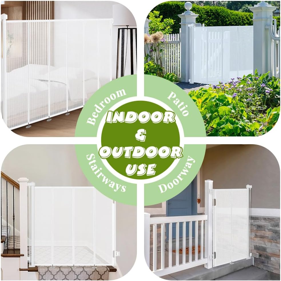 47" Extra Tall Retractable Baby Gates, Extends to 71" Wide, ExtraTall Retractable Safety Gate with Reinforced Strips, Retractable Tall Dog Gates for Doorways Mesh Baby Pet Gates Indoor, Grey