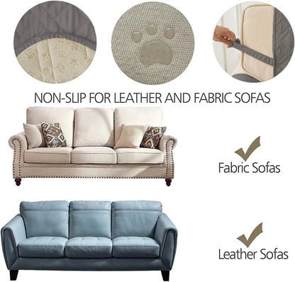 Ameritex Couch Sofa Slipcover 100% Waterproof Nonslip Quilted Furniture Protector for Dogs, Children, Pets, Machine Washable (Beige, 68")
