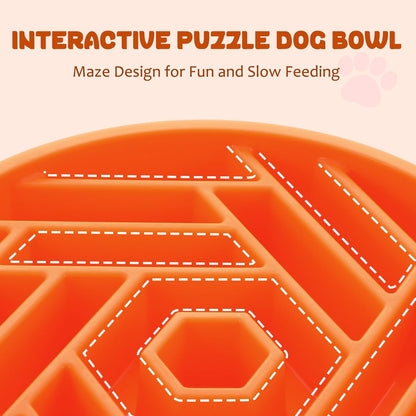 WHIPPY Slow Feeder Dog Bowl, Puzzle Maze Design to Slow Down Eating, 3-Cup Capacity, Anti-Gulping Food Bowl for Medium & Large Dogs,Black