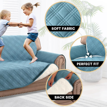 PrinceDeco 100% Waterproof Couch Cover for 3 Cushion Couch Sofa Pet Friendly Non-Slip Couch Cover for Dogs Washable Water Resistant Furniture Protector with Elastic Straps(Sofa 68", French Oak)