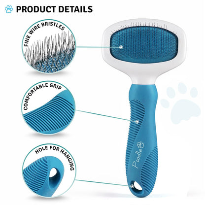 Poodle Pet Slicker Brush - For Dogs, Cats, Rabbits - Matted/Loose Fur, Knots - Suitable for Doodle/Goldendoodle Grooming and Shredding Short/Long Hair