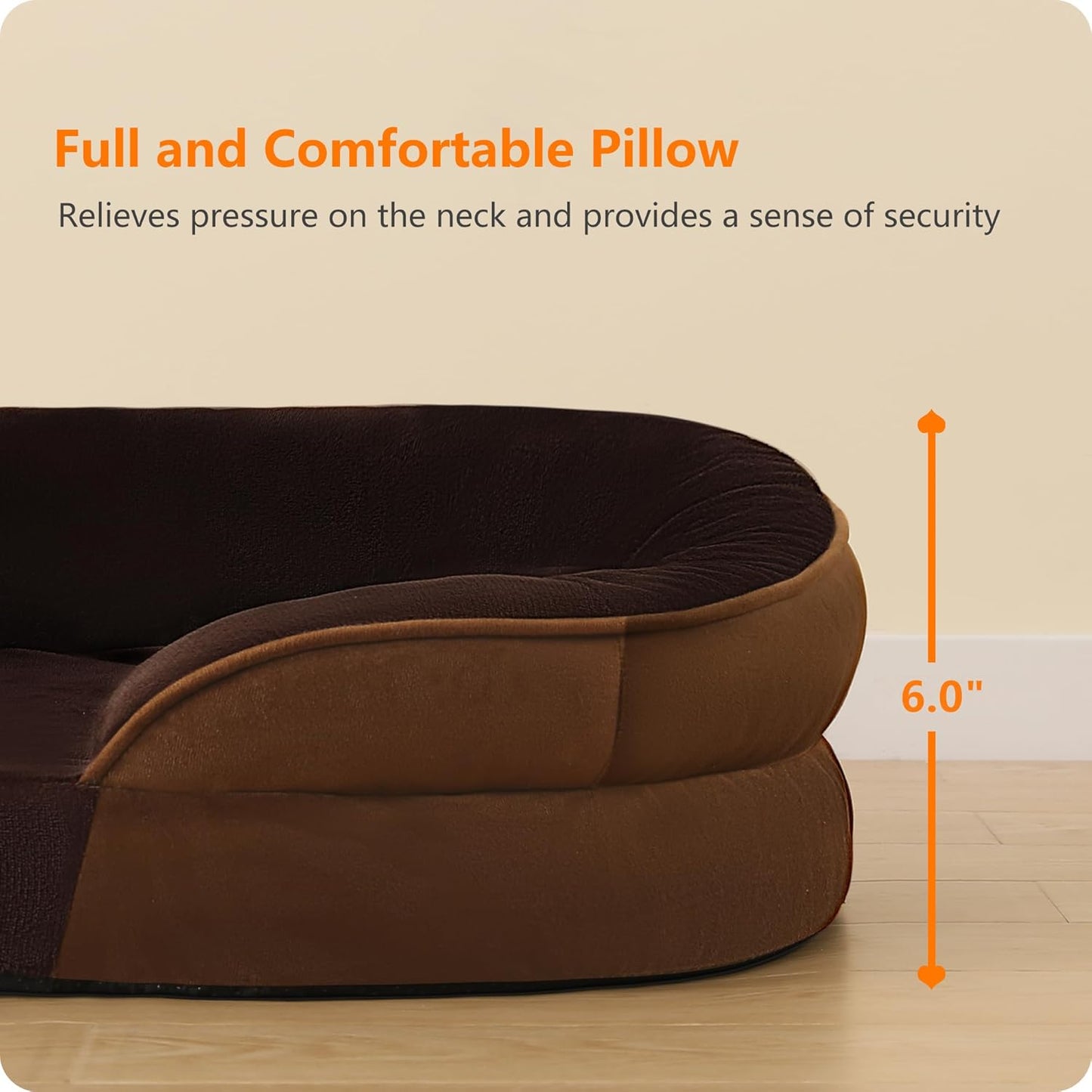 Dwanton Orthopedic Dog Bed for Medium Dogs with Gel Memory Foam, Waterproof Dog Sofa, Washable Pet Bed with Four Sided Bolster Cushion, Removable Cover & Non-Slip Bottom, 36", Dark Gray