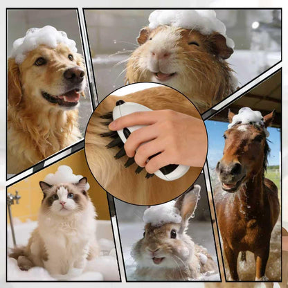 Dog Brush for Long Haired TPR Massage Soft Bristles & 3-Point Brush Head for Bathing Grooming De-Shedding & Detangling Shower Brush for Dogs and Cats