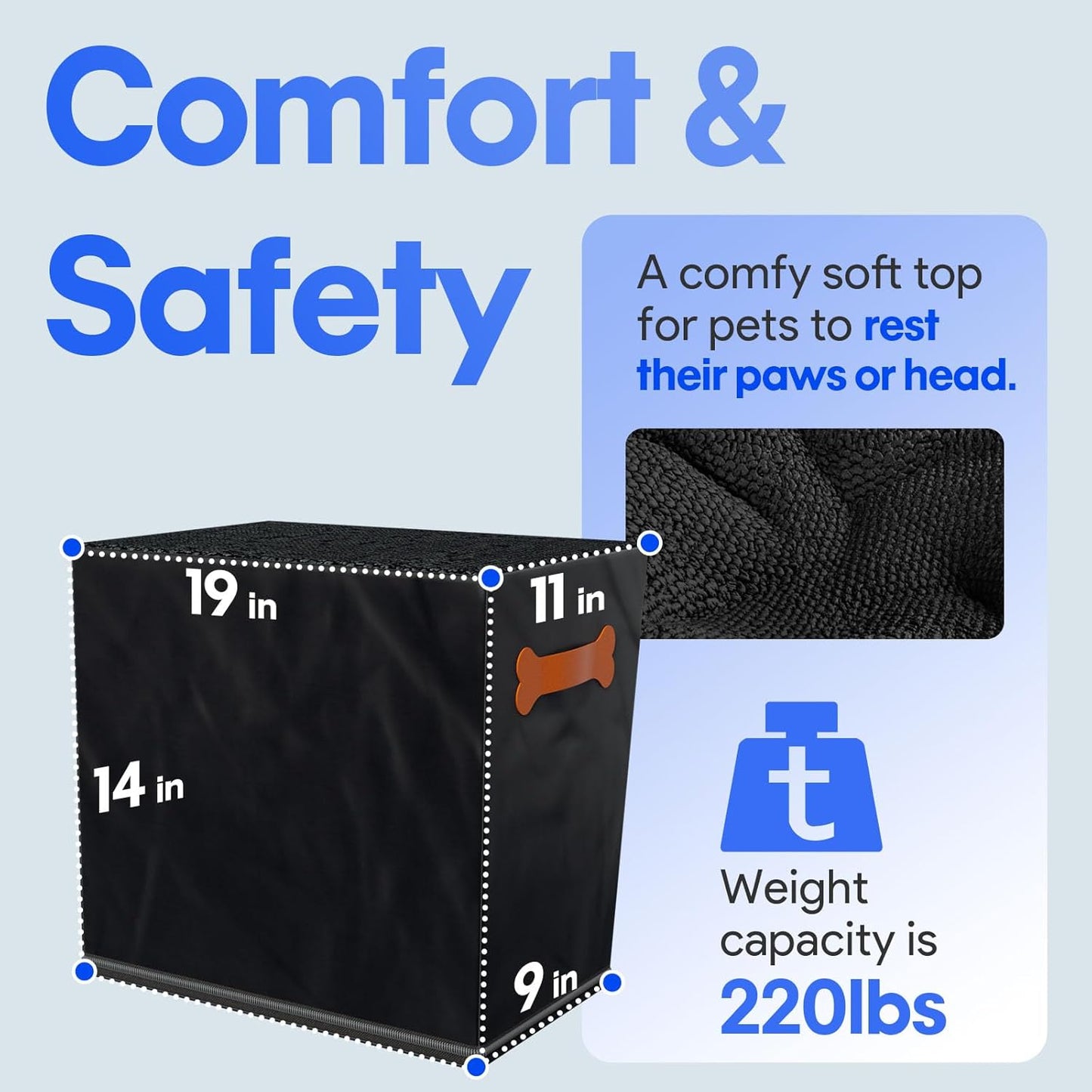 Front and Back Seat Extender for Dogs, Hard Bottom Dog Ramp Stairs for Car, Bed, Sofa or Car Accessories, Black