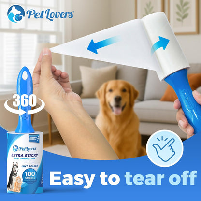 PetLovers Extra Sticky Lint Roller Mega Value Set 600 Sheets for Pet Hair Removal, Dog and Cat Lint Remover 6 Pack