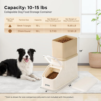 ZOMISIA 30-40lbs Collapsible Dog Food Storage - First-in, First-out Easy Dispense Base for Freshness, Pet Food Storage Containers with Transparent Lid and Scoop