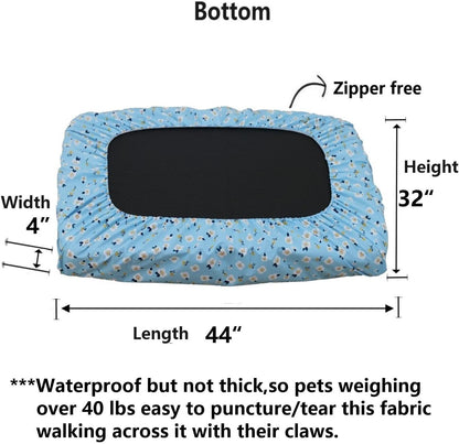 Grey Waterproof Dog Bed Slip Cover Dog Bed Liner Elastic 42 x 30 Inch